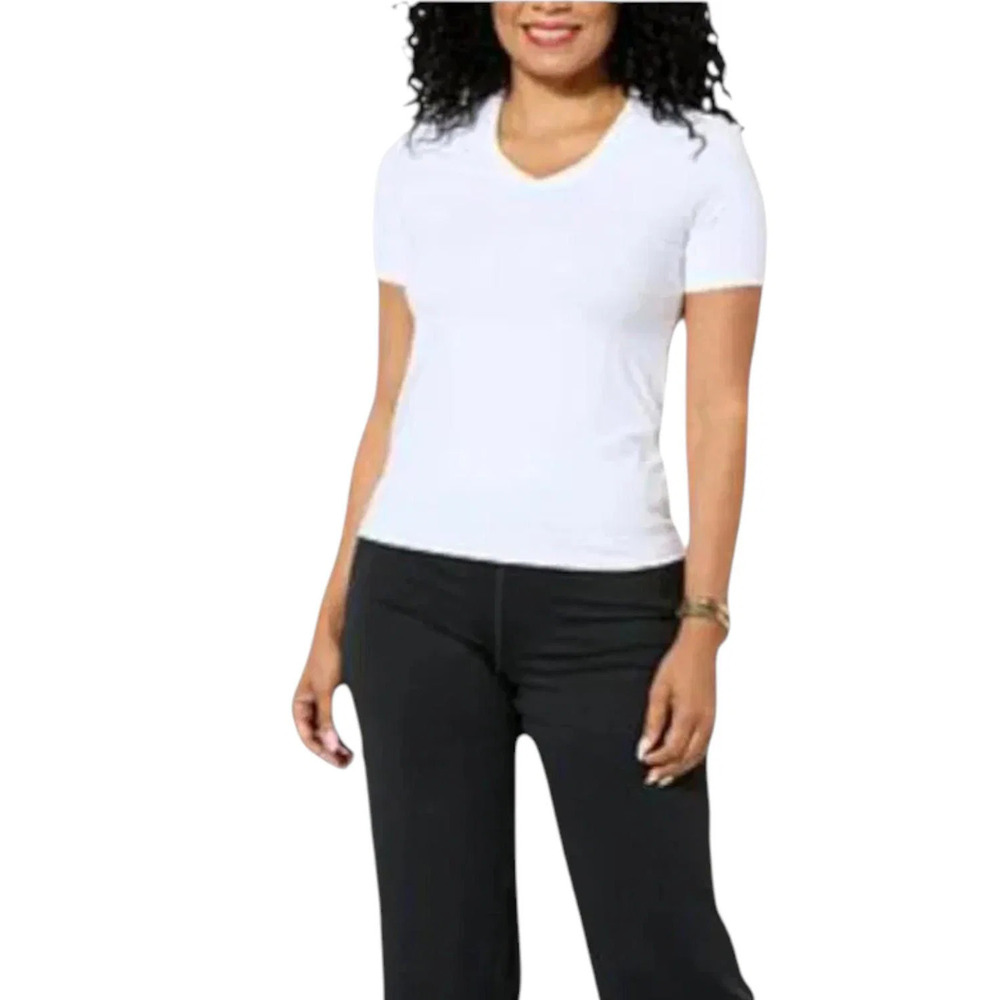 Joy Collection Women's Performance V Neck Tee w/Headband White - Regular